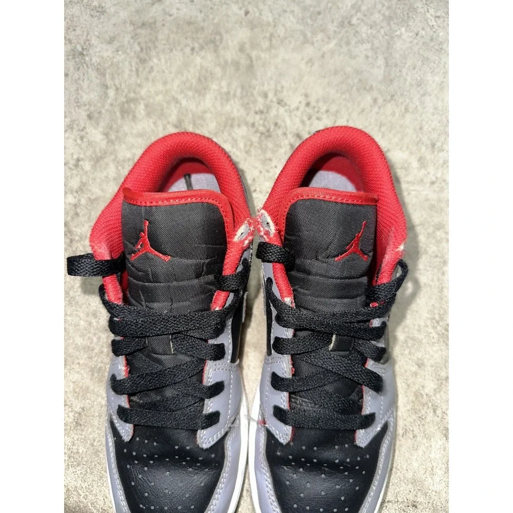 Nike Jordan 1 Low Cement Fire Red Shoes 553560-060 GS 4 /WMNS 5.5‎